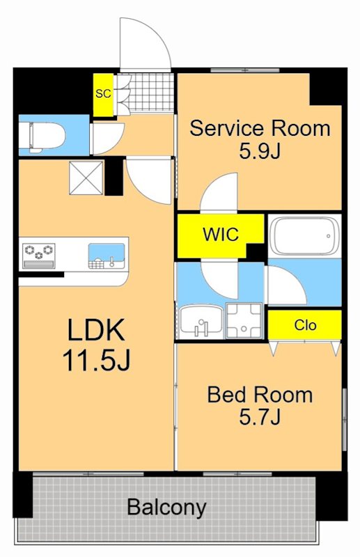 GraceⅥ  401号室 間取り