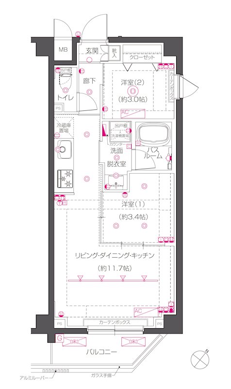 ZOOM下丸子 205号室 間取り