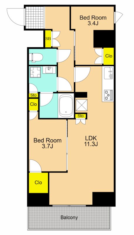 コンフォリア・リヴ南品川 804号室 間取り