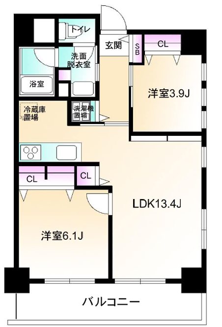 キャッスルエイト東矢口 801号室 間取り