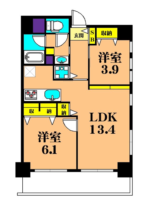 キャッスルエイト東矢口 801号室 間取り