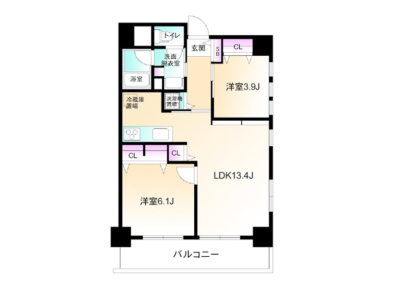キャッスルエイト東矢口 801号室 間取り