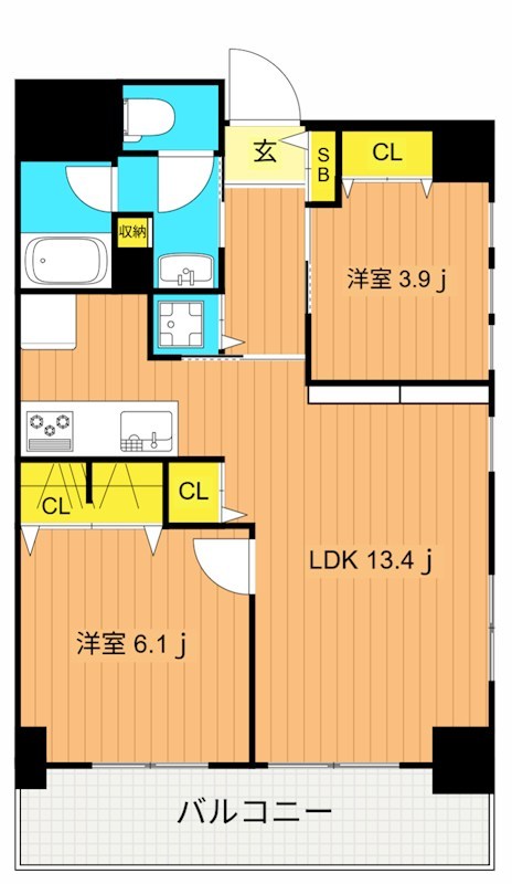 キャッスルエイト東矢口 801号室 間取り