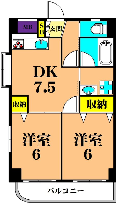 パレスフロラシオン  206号室 間取り