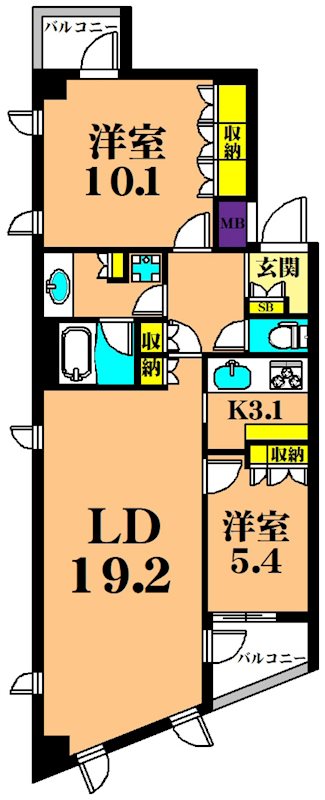 パシフィックレジデンス目黒本町 201号室 間取り