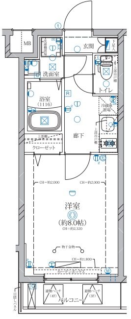 ディアレイシャス等々力 203号室 間取り