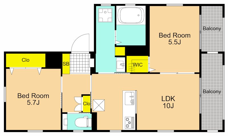 CREST COURT 201号室 間取り