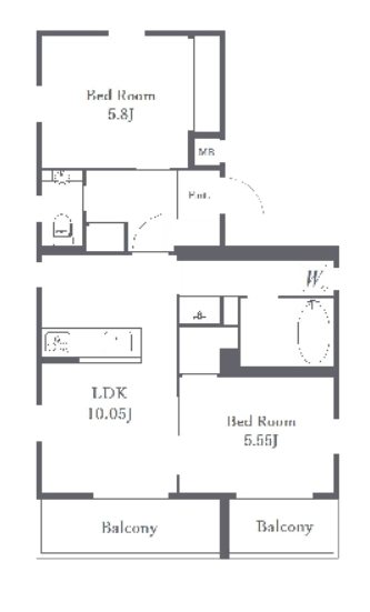 CREST COURT 201号室 間取り