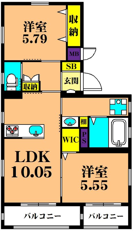 CREST COURT 201号室 間取り