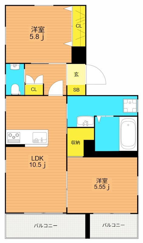 CREST COURT 201号室 間取り