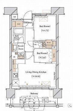 ブランシエスタ新丸子リバーフロント 1505号室 間取り