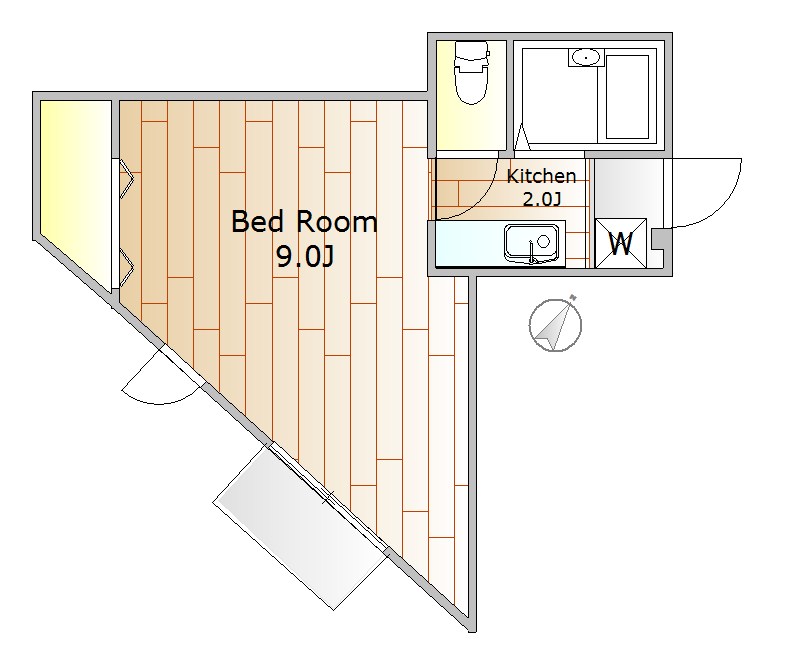 スカイハイツ北千束 1E号室 間取り