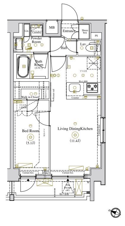 ＡＸＡＳ西馬込ＡｓｙｌＣｏｕｒｔ 0508号室 間取り