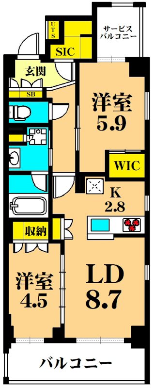 フレンシア目黒洗足   201号室 間取り