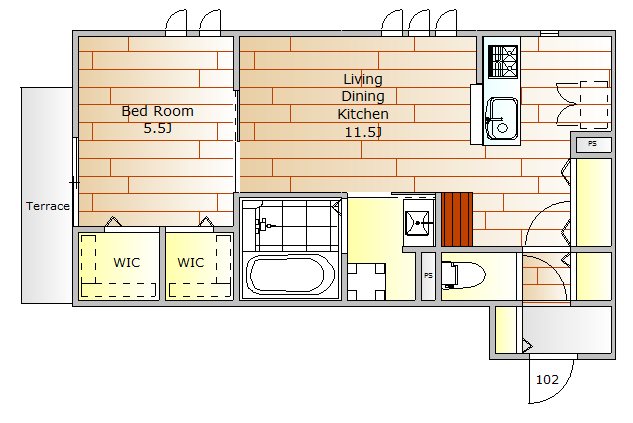 ＢＬＡＮＣＨＥ目黒三田 102号室 間取り