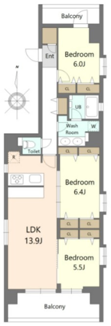 スプランディッド品川DUE 601号室 間取り
