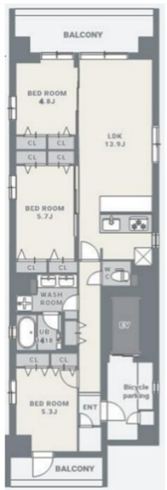 スプランディッド品川DUE 701号室 間取り
