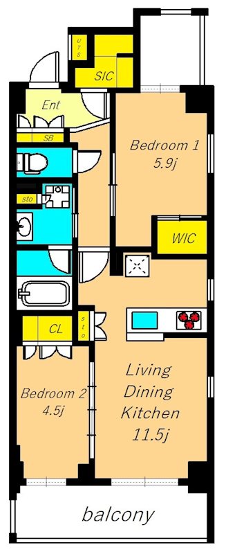 フレンシア目黒洗足 301号室 間取り