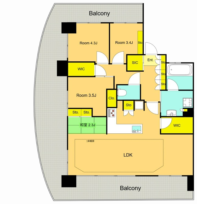 クレッセント東京リプライム 601号室 間取り