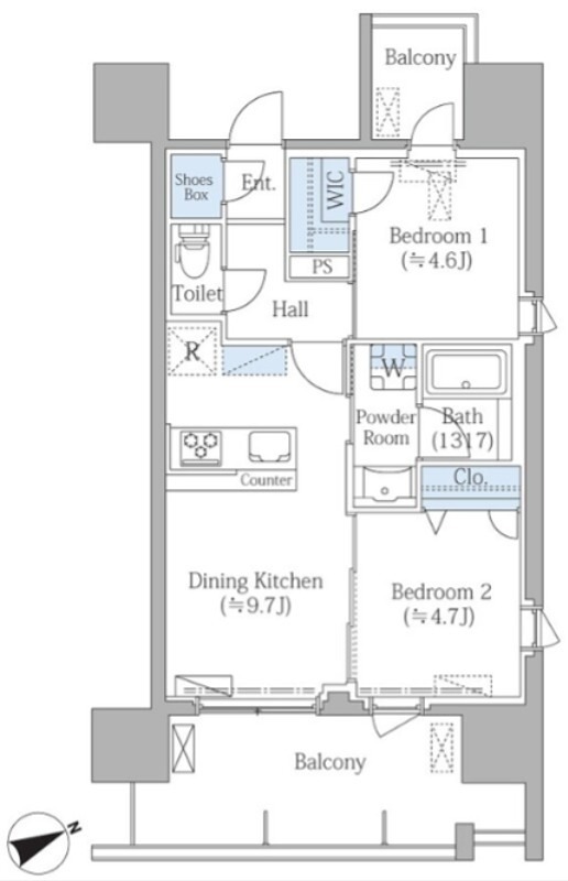 プライムスクエアⅢ 1003号室 間取り