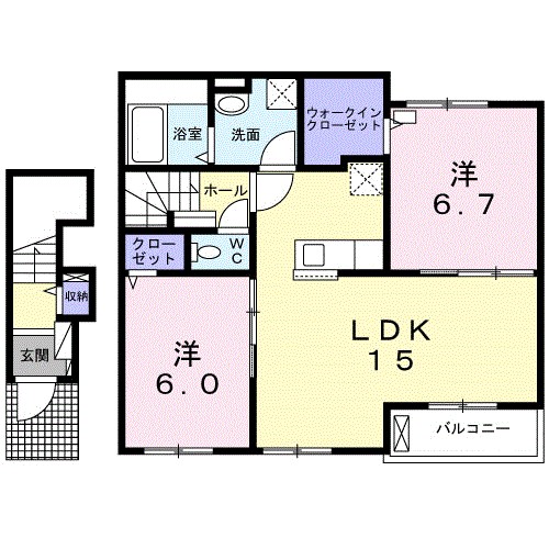 カーサ・ジーノⅡ 201号室 間取り