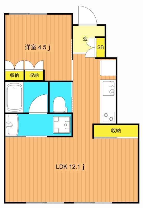 アベニール洗足池  B号室 間取り