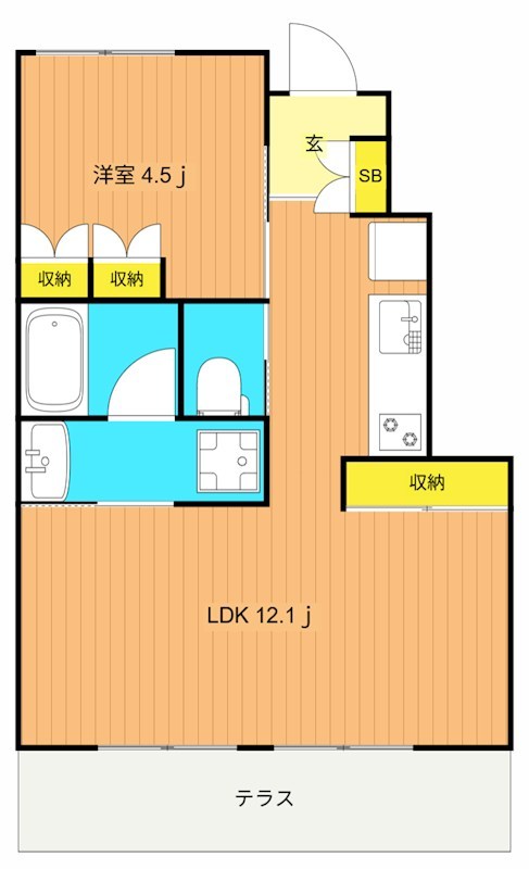 アベニール洗足池  B号室 間取り