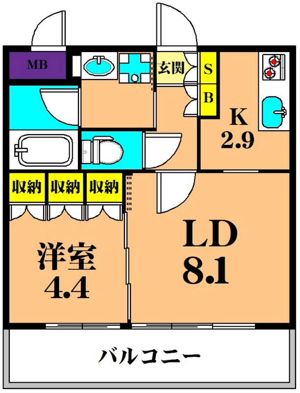 フレンシア南品川 102号室 間取り