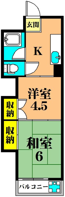 二葉ハイツ 401号室 間取り