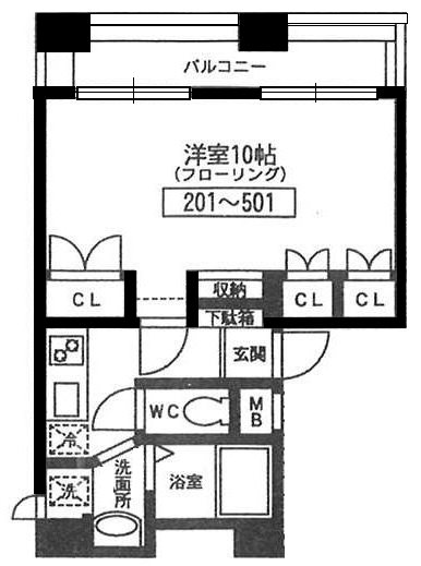 クローバー大森  401号室 間取り