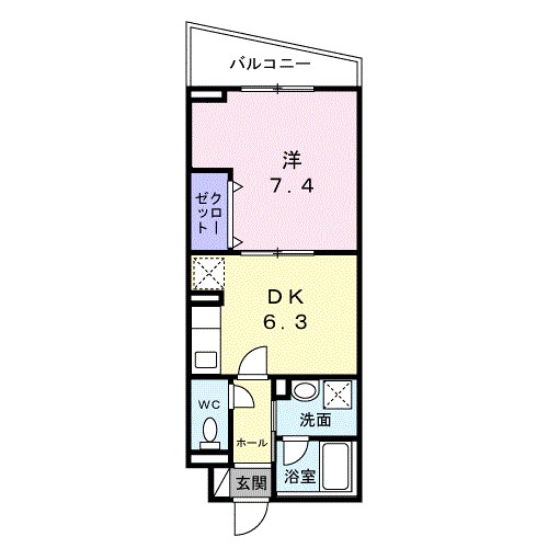 クレメントリバー 103号室 間取り