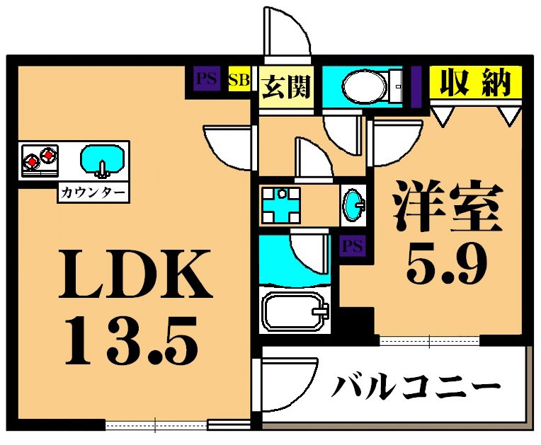 アミーゴ南馬込 208号室 間取り