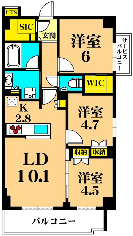 フレンシア目黒洗足 506号室 間取り