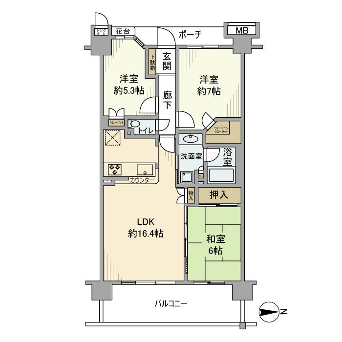 オーベルグランディオ萩中２号棟 813号室 間取り