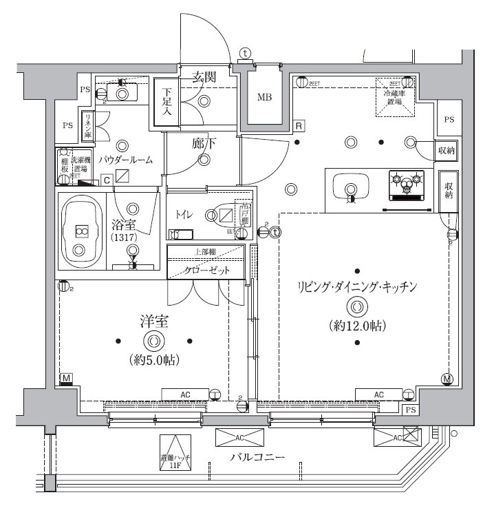 クオリタス南大井 1201号室 間取り