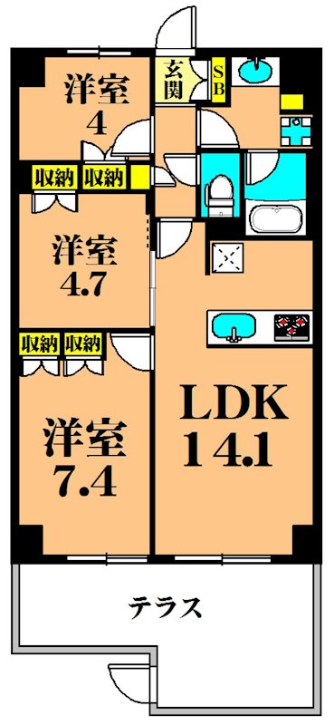 フレンシア洗足池 101号室 間取り