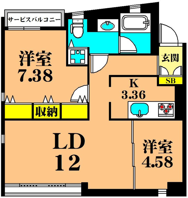 DENFLAT南平台 301号室 間取り