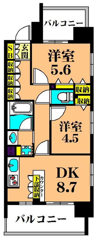 グレイスコート大森海岸 1401号室 間取り