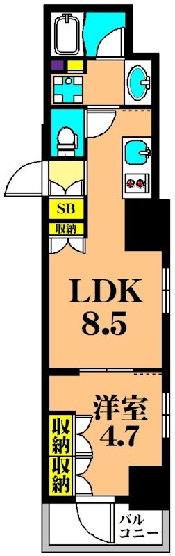 パークキューブ大井町レジデンス 801号室 間取り