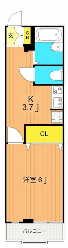 フラッツ東亜 307号室 間取り