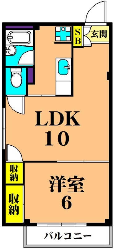 武蔵ハイムA棟 201号室 間取り