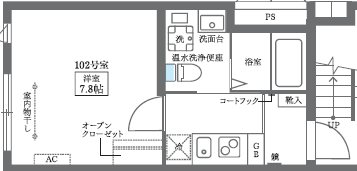 COCOCUBE大井町Ⅱ 102号室 間取り