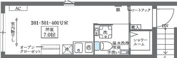 COCOCUBE大井町Ⅱ 201号室 間取り