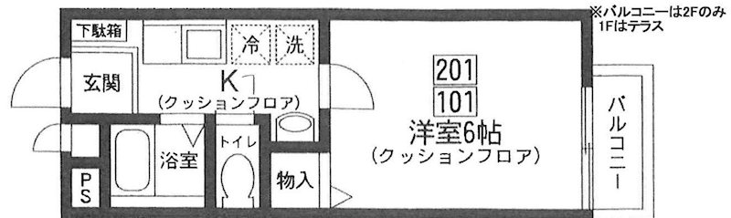 モンテピアⅡ 　  101号室 間取り