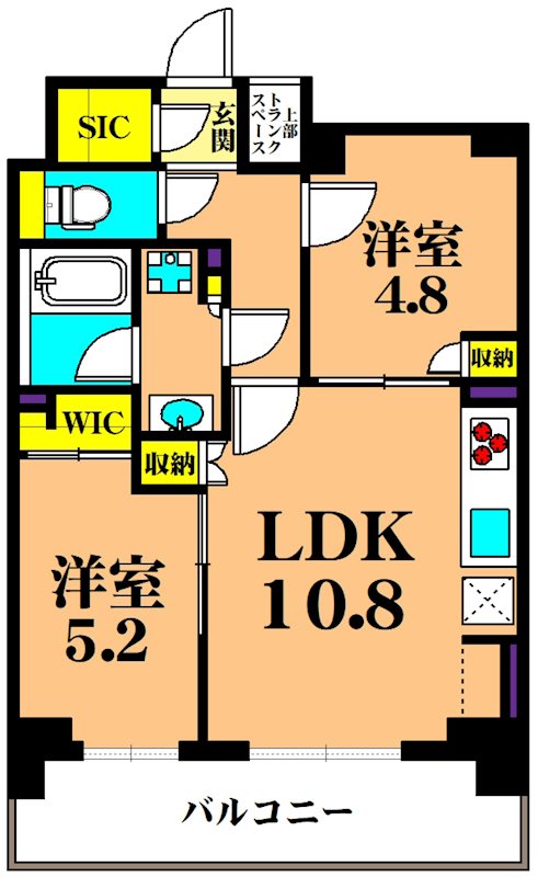 フレンシア蒲田 1206号室 間取り