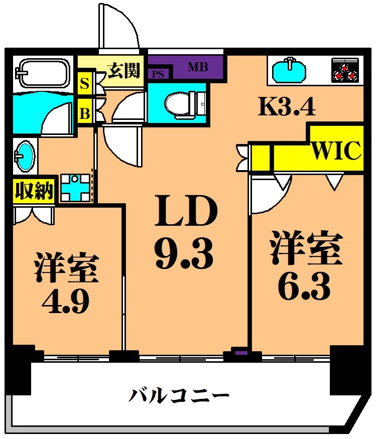 コスモグランス南品川 1306号室 間取り