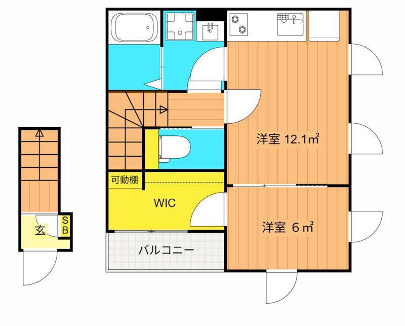 カレントカジマヤ 201号室 間取り