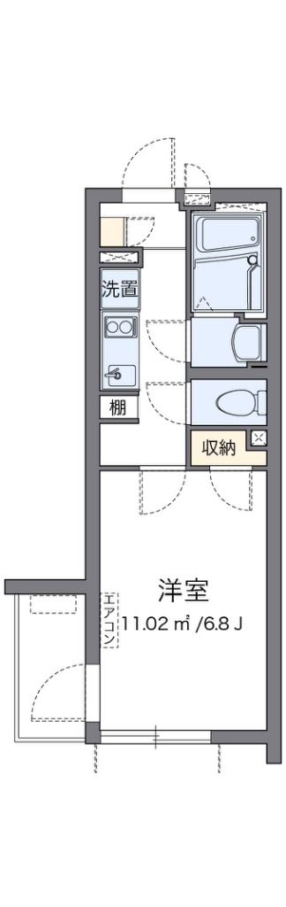 クレイノＹＡＭＡＳＨＩＴＡ 201号室 間取り