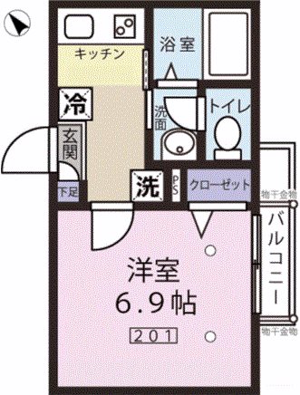 エスポワール東大井 201号室 間取り