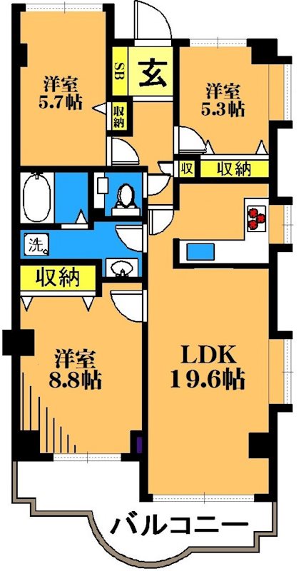 ブロンズストーン宇田川 301号室 間取り